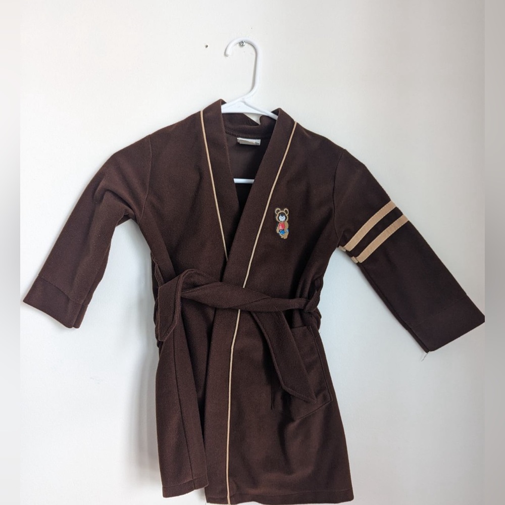 Vintage 1970's JCPenney Sz 4 Toddletime Brown Teddy Bear Robe with Belt